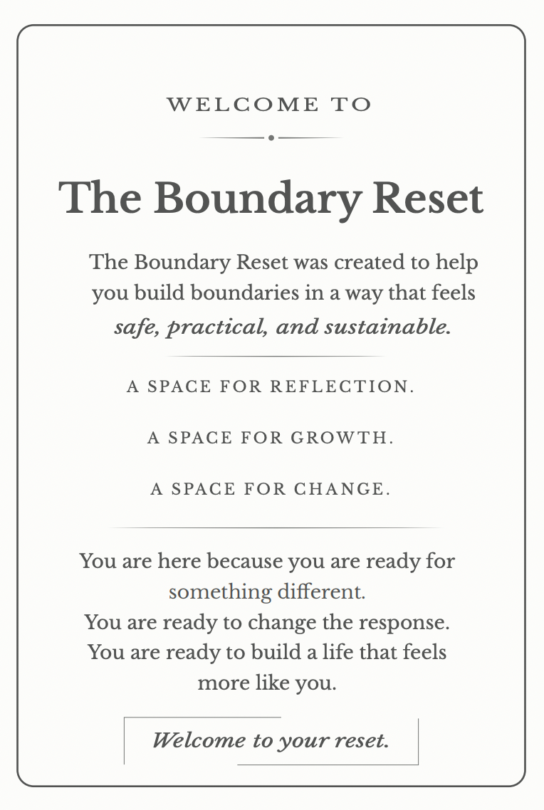 The Boundary Reset